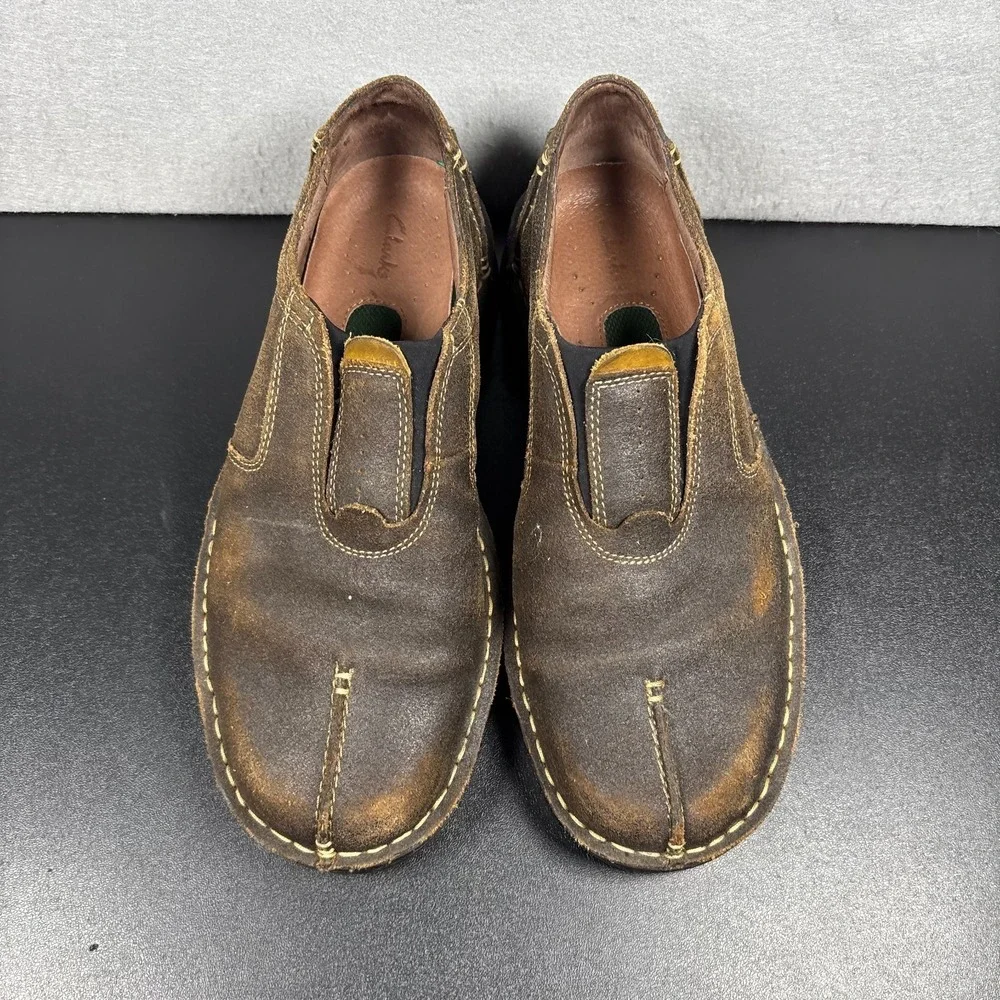 Clarks Garnett 35143 Brown‎ Loafer Shoes Leather Sneakers Size 10M Slip On